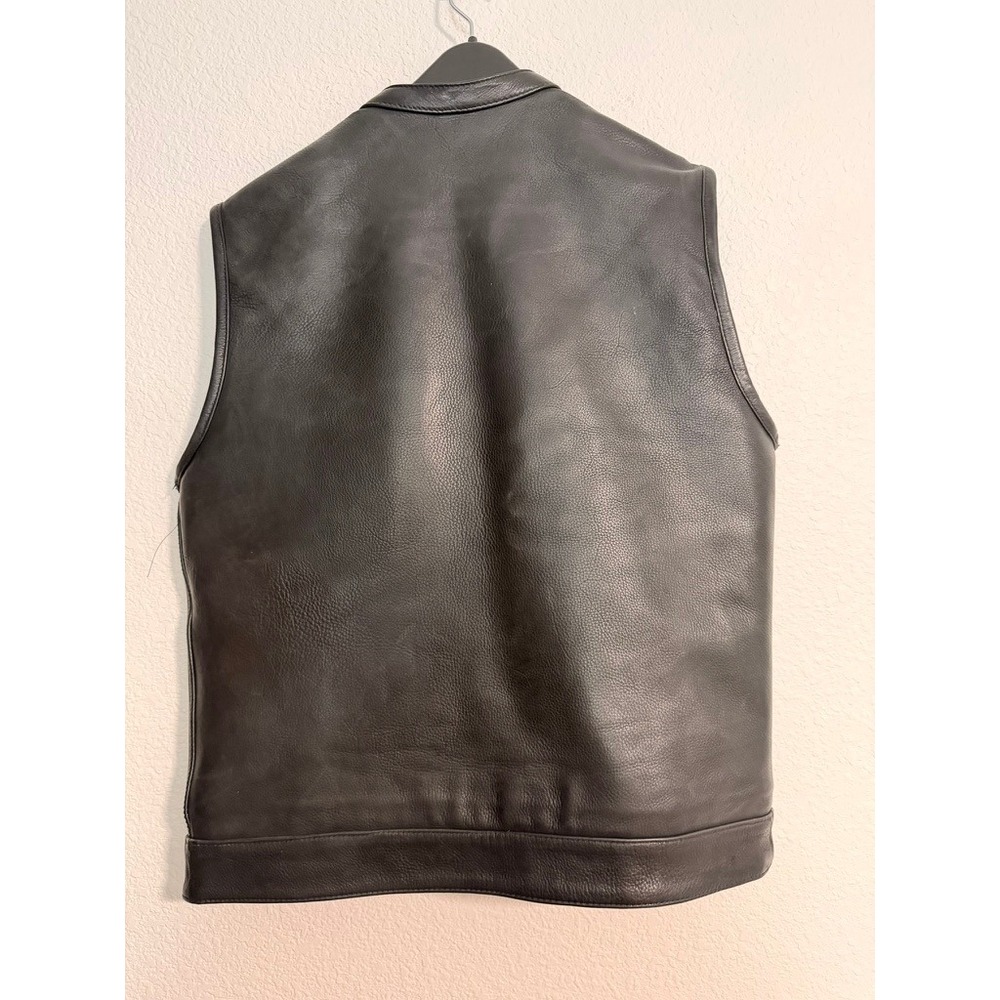 MCVests Mens Black Leather Motorcycle Vest Concealed Carry Biker Club Vest Large - Picture 6 of 6
